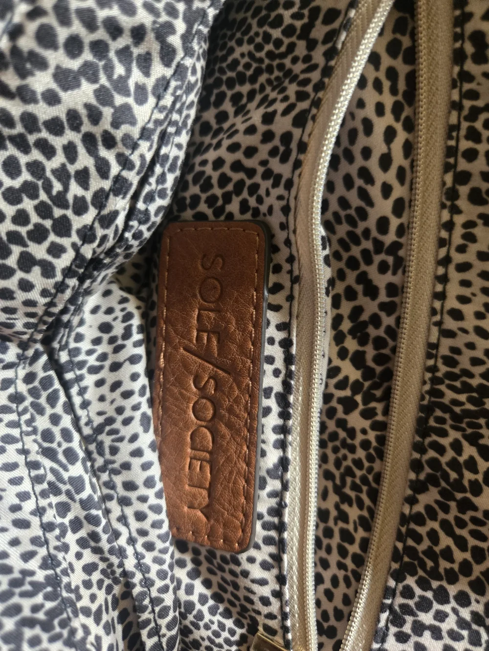 Sole Society Cognac Brown Leather Tote/ Laptop Bag with Braided Strap Accents